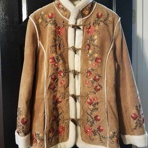 Leather and Embroidered Hippy/Boho 1970s Coat